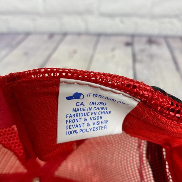 Vintage Trucker hat Mesh Cap Snapback Red Black Stripes DUNIECE Bros. Trucking - Picture 8 of 10